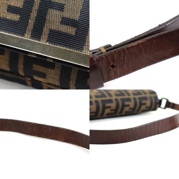 Authentic FENDI Mamma Zucca Baguette Tobacco Canvas Shoulder Bag Pochette Purse - Picture 8 of 9